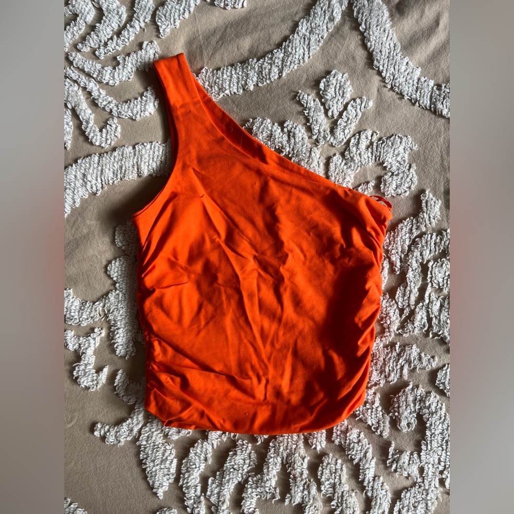 Superdown Vibrant Orange Asymmetrical Tank Top
